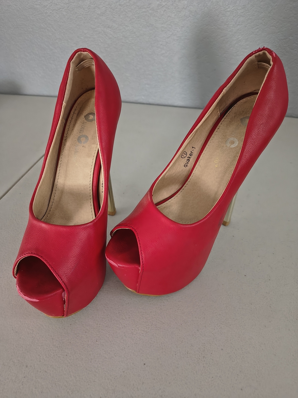 Women's Fashion Red Gold Stilleto High Heels Shoes Dance Costume Cosplay Party